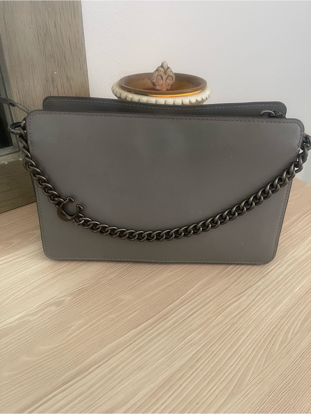 Coach signature  Leather Crossbody with gum metal  Chain see the description